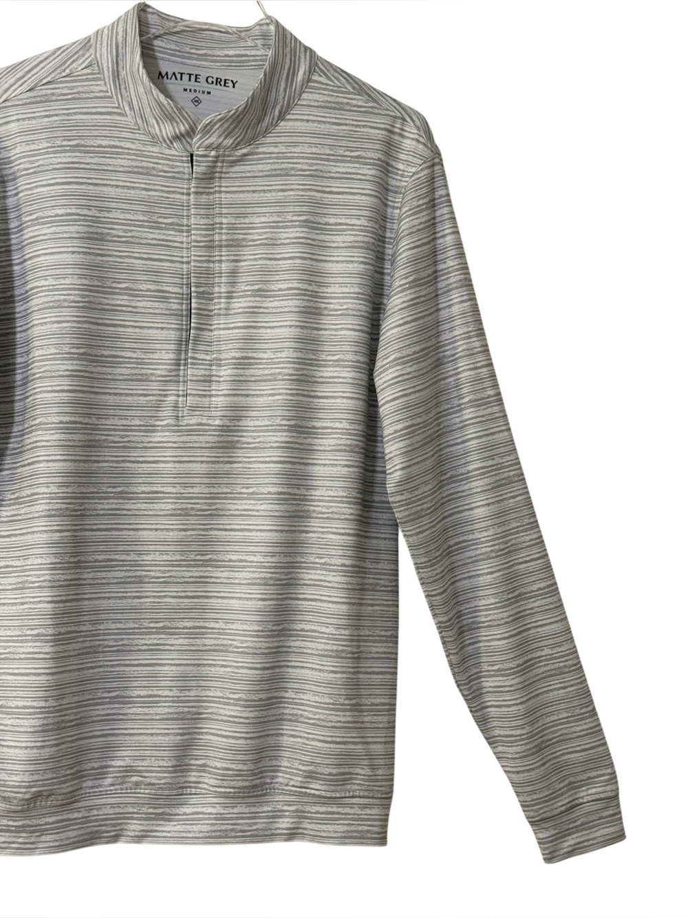 Matte Grey Striped Golf Performance Wear 1/4 Zip Pullover Size Medium